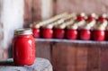 Traditional tomato sauce conserved in glass jar