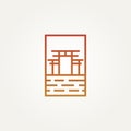 Traditional torii gate minimalist line art logo