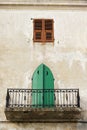 Traditional, town house balcony in Calvi Corsica