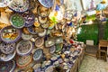 Traditional trading shop with pottery in the old city of Jerusalem, Israel