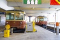 Traditional train in MÃÂ¼rren mountain railway station , Berne Switzerland