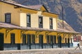 Traditional train station, matucana, peru: local mine train station