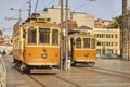 Traditional trams in old Porto city Royalty Free Stock Photo