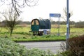 Traditional gypsy caravan at side of road