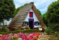 Traditional Triangular  Thatched house at Santana Madeira Royalty Free Stock Photo
