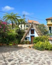 2024-04-09 12:09 Traditional Triangular Thatched houses at Santana Madeira Royalty Free Stock Photo