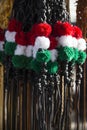 Traditional tricolor leather whips for hungarian sheperds and ho Royalty Free Stock Photo