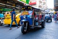 Traditional tricycle motorcycle taxi in Bangkok. Tuk-Tuk taxi in Asia Royalty Free Stock Photo