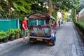 Traditional tricycle motorcycle taxi in Bangkok. Tuk-Tuk taxi in Asia Royalty Free Stock Photo