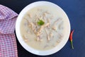 Traditional tripe soup on dark background Royalty Free Stock Photo