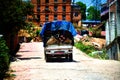 Traditional truck running around an urban road