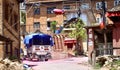 Traditional truck running around an urban road