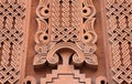 Traditional tufa stone carving ornament on a wall of Armenian Or