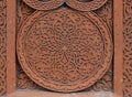 Traditional tufa stone carving ornament on a wall of Armenian Orthodox Church