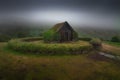 Traditional turf viking`s house. ÃÅ¾jÃÂ³ÃÂ°veldisbÃÂ¦rinn StÃÂ¶ng Royalty Free Stock Photo