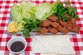 Traditional Turkish appetizer Cigkofte with lavash