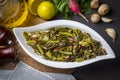 Traditional Turkish appetizers Aegean Herbs Salad, Radish Salad. Turkish name ege otlari mezesi or salatasi