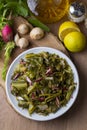 Traditional Turkish appetizers Aegean Herbs Salad, Radish Salad. Turkish name ege otlari mezesi or salatasi