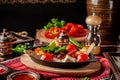 Traditional Turkish, Arabic cuisine. Ali Nazik Kebab. Chopped  lamb with eggplant, yogurt and garlic. Ottoman food Royalty Free Stock Photo