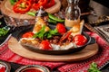 Traditional Turkish, Arabic cuisine. Ali Nazik Kebab. Chopped lamb with eggplant, yogurt and garlic. Ottoman food Royalty Free Stock Photo