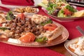 Traditional Turkish, Arabic cuisine. Ali Nazik Kebab. Royalty Free Stock Photo