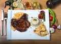 Traditional turkish beef stake with bulgur pilav