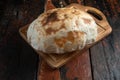 Traditional Turkish bread on rustic wooden table Royalty Free Stock Photo