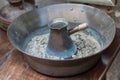 Traditional turkish coffee in cezve prepared on hot sand. Royalty Free Stock Photo