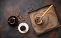 Traditional turkish coffee prepared on hot sand Royalty Free Stock Photo