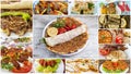 Traditional Turkish cuisine; gourmet flavors, Turkish food collage Royalty Free Stock Photo