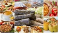 Traditional Turkish cuisine; gourmet flavors, Turkish food collage Royalty Free Stock Photo