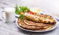 Traditional Turkish foods; lahmacun