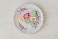 Traditional turkish delight on a plate. Assorted Oriental sweets. Top view Royalty Free Stock Photo