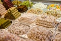 Traditional turkish delights sweets at the Egyptian Bazaar and the Grand Bazaar in Istanbul, Turkey Royalty Free Stock Photo