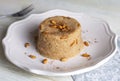 Traditional Turkish desserts Semolina halva with orange (Turkish name portakalli irmik helvasi