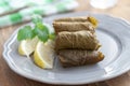 Traditional Turkish dish sarma served with lemon and mint Royalty Free Stock Photo