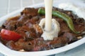 Traditional Turkish Doner Kebab also known iskender. Turkish style doner kebab food Royalty Free Stock Photo