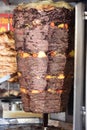 Traditional Turkish doner kebab on a heat, outdoors