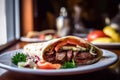 traditional turkish doner kebab with meat and vegetables