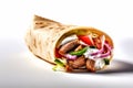 traditional turkish doner kebab with meat and vegetables