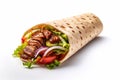 traditional turkish doner kebab with meat and vegetables