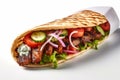 traditional turkish doner kebab with meat and vegetables