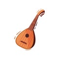 Traditional Turkish guitar. Vector illustration on white background.