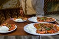 Traditional Turkish Iskender kebab. Meat food