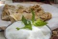 Traditional Turkish meal Gozleme with ayran