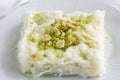 Traditional turkish meal - Gullac. Milk dessert sprinkled with ground nuts and pistachios