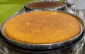 Traditional Turkish and Middle Eastern dessert in a big tray: Knafeh Turkish: Kunefe Royalty Free Stock Photo