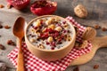 Traditional Turkish Noahs pudding in bowl