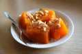 Traditional Turkish pumpkin dessert called kabak tatlisi