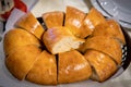 traditional turkish ramadan bread sliced on wooden plate Royalty Free Stock Photo